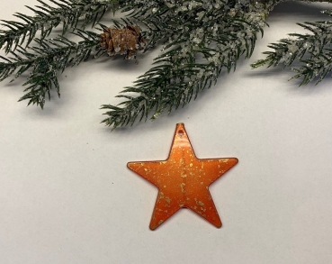 Acrylstern orange mit Goldsprenkel